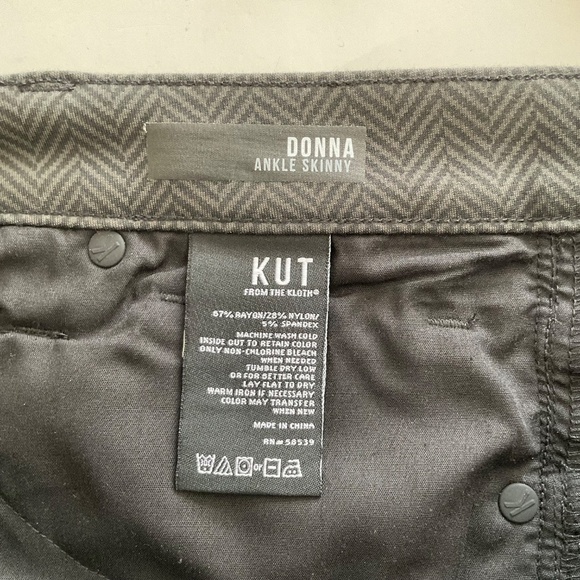 Kut from the Kloth Womens 10 Diana Skinny Pants Grey Black Herringbone Stretch - Picture 8 of 13